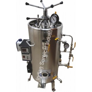 Autoclave Vertical Triple wall Radial Locking with steam storage & Vacuum Drying Feature